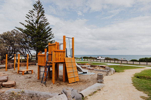 A children's playground near the sea
