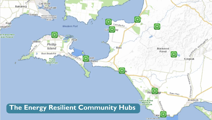 Map of Bass Coast Energy Resilient Community Hubs