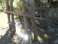 Close-up of underside of trestle bridge