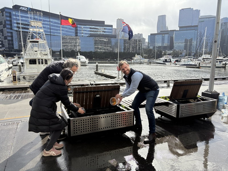 Worms at Work - Yarra's Edge bench installation day with community and councillor