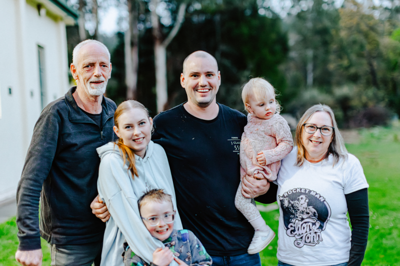 Michael, Crystal, Troy and family, community members and local café owners involved with the Shaping the Future of Noojee project