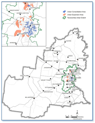 Urban Consolidation and Expansion Areas identified in the Growth Plan
