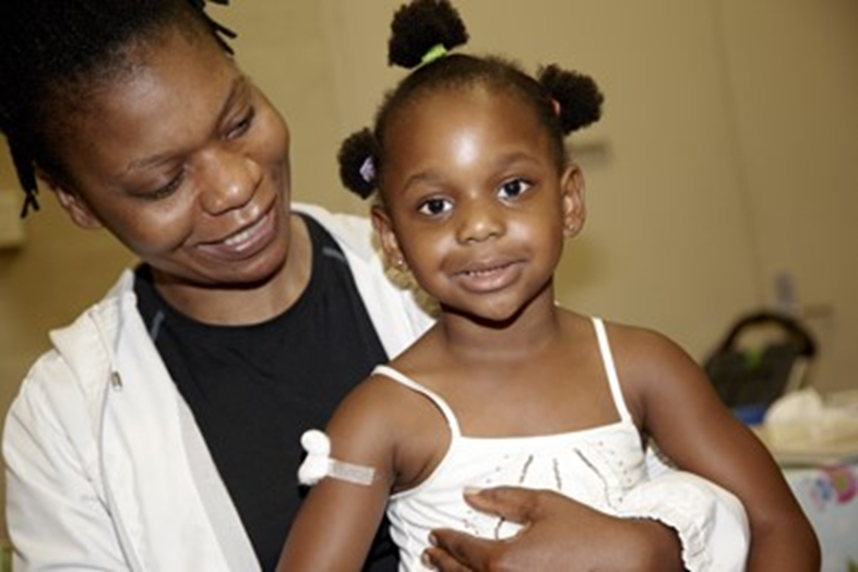 Mother and vaccinated child
