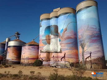 Painted grain silos