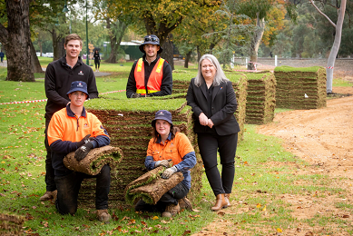 Young gardening apprentices and trainees in a park in Bendigo